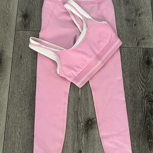 ALO Yoga Pink Girls' High-Rise Leggings with Matching Sports Bra